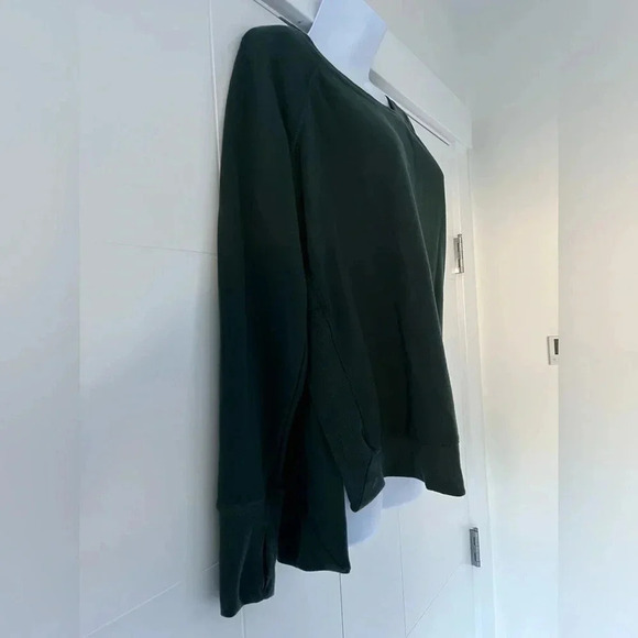 90 DEGREE/ Forest green/ Crew neck/ Raglan sweater/ Side slits/ Size US L - Picture 6 of 13